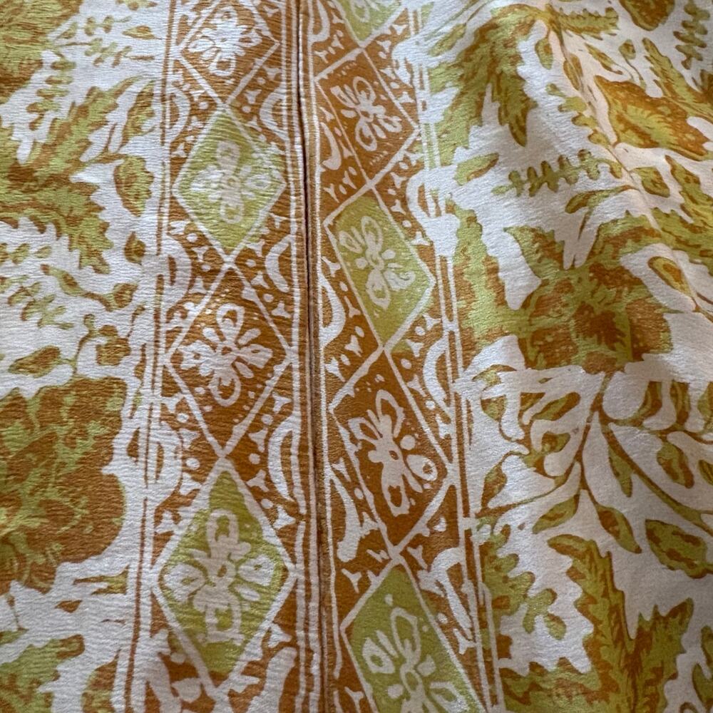 Boho Minimalist SILK Midi Dress Olive Gold Resortwear handmade M quietly luxury - Picture 3 of 8